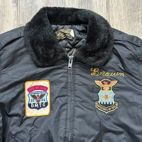 Vintage 70s Timber King US Air Force Chain Stitched Bomber Jacket Size M - Picture 2 of 6